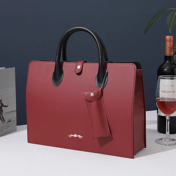 Ximeiju red wine bag portable double red wine gift box empty box high-end red wine box packaging box wine 2 bottles wine box portable horizontal red wine box red + double