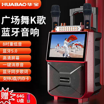 Huabao 1033 bluetooth version dual microphone square dance audio display outdoor portable karaoke speaker home all-in-one machine home karaoke singing square dance