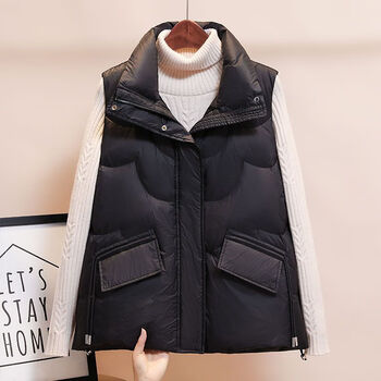Yaya down jacket vest women's 2025 autumn new thin short stand collar korean style casual vest black l