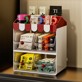 Kaman coffee tea bag storage box multi-layer desktop storage rack sideboard capsule tea bag storage rack cup storage rack red tea bag storage box 1 piece
