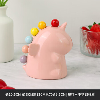 Fat donglai's same style unicorn fruit fork, cute colorful storage ornaments, cream style birthday gift ideas for girls, pink unicorn storage ornaments + 6 forks