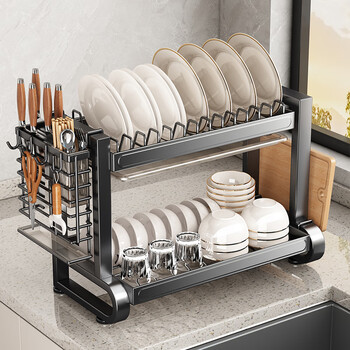 Added stainless steel dish storage rack drain rack kitchen rack bowl rack for bowls and chopsticks cabinet dishes 304 household