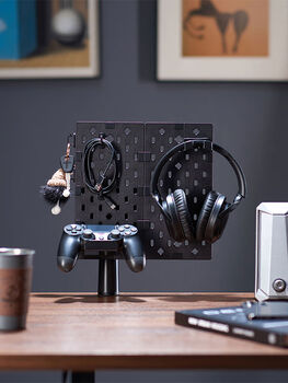 Yingtang japanese metal hole board storage rack e-sports desktop stand headphone hanger free punch clip computer desk black free splicing