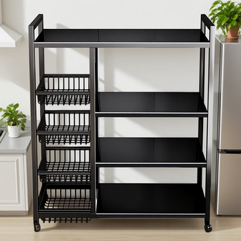 Jike kitchen rack floor-standing multi-functional appliance shelf storage rack household fruit and vegetable basket storage shelf 2 nets 3 layers 80*81*32cm