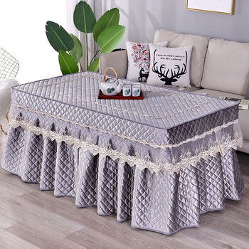 Sailoto electric stove cover rectangular thickened electric stove cover, fire cover, electric stove table cover, fire table cover, quilted, italian velvet silver gray, 140*75*70, high delivery leather cover without shelf