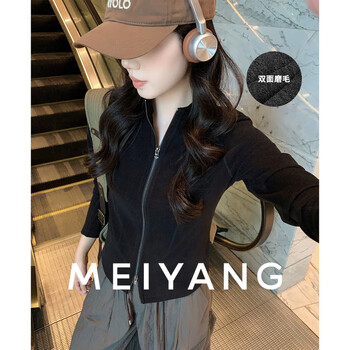 Meiyang tianxuan no. 2 inner wear brushed warm stand-up collar zipper slim bottoming long sleeves slimming layering autumn new style black xl