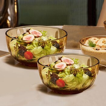 Corning tableware jingxuan threaded tableware set large bowl 2 pieces 1700ml soup bowl salad bowl high borosilicate glass household