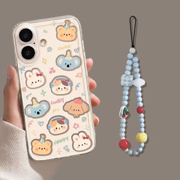 Ye yu is suitable for iphone 17 mobile phone case 2025 new 17 protective cover iphone17 anti-fall silicone apple all-inclusive lens anti-fall and wear-resistant belt chain iphone17 mobile phone case space shell tpu shtkk0918 animal avatar skin-friendly feel iphone 17