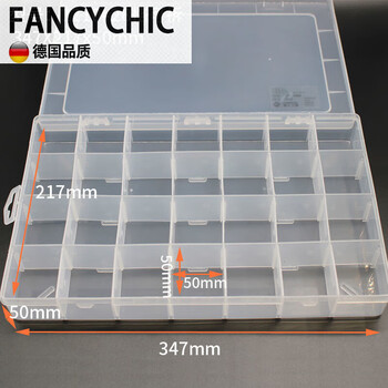 Fancychic thickened transparent plastic parts box without cover, compartmentalized screw box, rectangular classified grid electronic parts storage box 1210 (28 grids with removable lid)