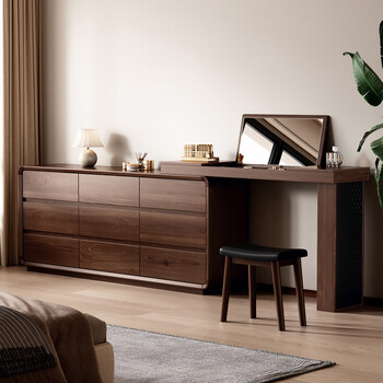 Zhixinmuwang all solid wood dressing table dressing table bucket cabinet integrated bedside cabinet locker flip cover dressing table retractable swivel desk