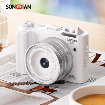 Songdian digital camera front and rear dual camera 6400w high-definition mirrorless camera vlog portable student entry-level camera dc218 white 128g memory