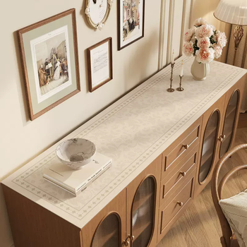 Yusenyi sideboard table mat modern light luxury waterproof tablecloth entryway shoe cabinet anti-dirty mat tv counter top protection silicone flower diffused 30x120cm dust-proof and stain-resistant
