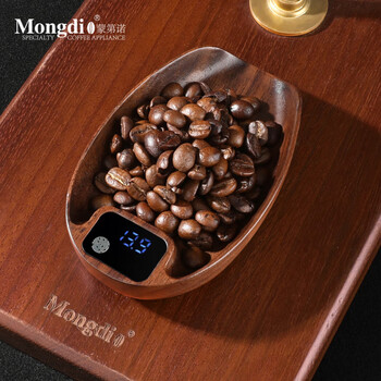 Mongdio's new hand-brewed coffee bean weighing tray electronic scale walnut wood special weighing bean tray coffee bean weighing tray - solid wood