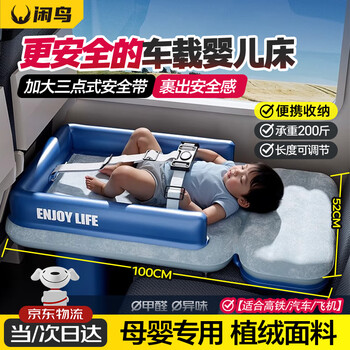 Xianniao car baby sleeping bed high speed rail baby sleeping magic device children's car back seat portable air mattress for long distances automatically inflating luxury model wireless pump + adjustable length and height + heightened guardrail aircraft train second class seat traveling with baby folding rest bed sleeping mat