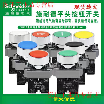 Schneider push button switch 22mm self-resetting xb2-ba31c self-locking push-type start flat head inching green xb2bw33b1c.a green with light 24v automatic