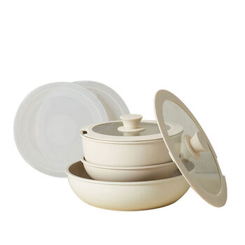 Hongchu ceramic non-stick pan with removable handle for household cooking, wok, frying pan, soup pot and pot set, complete set for home use, 826cm++20cm++20cm++, 2 lids