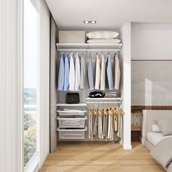Midas 1.3-meter steel laminate wardrobe custom-made metal wardrobe steel frame structure hanger cloakroom bedroom wardrobe cabinet 1.3-meter steel metal wardrobe solution-8 (installation included)