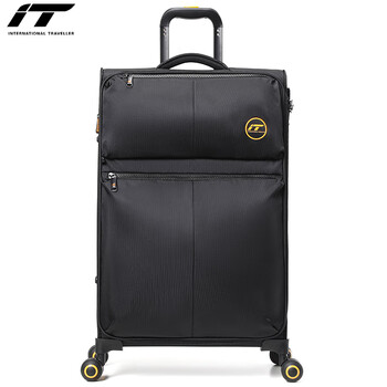 International traveller british it overseas ultra-light suitcase travel trolley case tarp box drop-resistant wear-resistant large-capacity suitcase black 28-inch checked box expandable