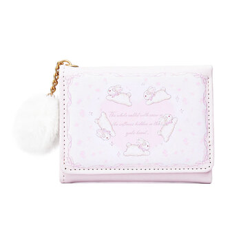 Tuzun korean girl's dream tri-fold wallet bunny card holder id bag cute short multi-card slot wallet card pink