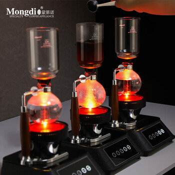 Mongdio siphon pot light wave oven siphon coffee pot electric stove coffee maker heating furnace red light stove light wave oven + 3-person siphon pot (wooden handle)
