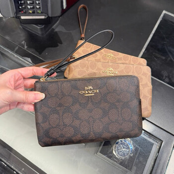 Coach clutch large wrist coin handbag mahjong bag wallet women's mobile phone card holder chain carriage black brown new cz277 imxaq