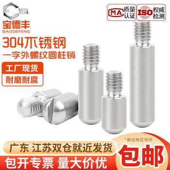 Baodefeng 304 stainless steel gb831 slotted external thread cylindrical pin headless step screw axial pin collection 12x12 (m10x12) 5 round heads