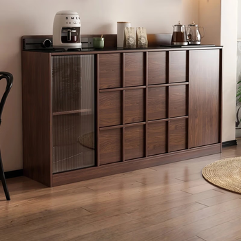 Zhixin muwang solid wood sideboard with socket integrated tea cabinet storage cabinet living room wall retro storage cabinet home tea bar machine