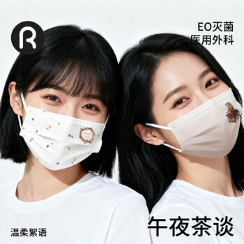 Runmi biotech medical surgical mask disposable adult high-look personalized printed sterilization midnight tea talk/30 piece box