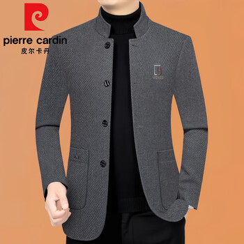 Pierre cardin woolen jacket men's middle-aged spring autumn 2025 new stand collar woolen jacket dad's clothes men's dark gray cp2420 s 165s recommended 80-100 catties