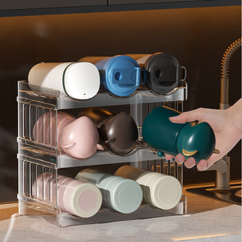 Added cup storage rack desktop water cup teacup thermos cup storage rack large capacity sideboard storage rack