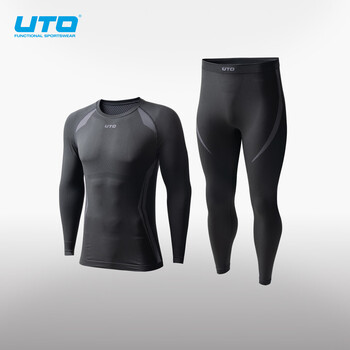 Uto carbon core quick-drying clothing set outdoor daily skiing running sports thermal underwear base classic black men's l