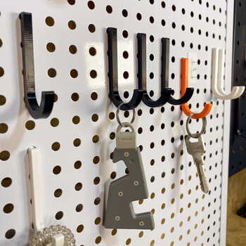 Pu lian round hole hole board hook accessories plastic light load key organizer hook 3d printing production shot 16 black hooks 7 pieces