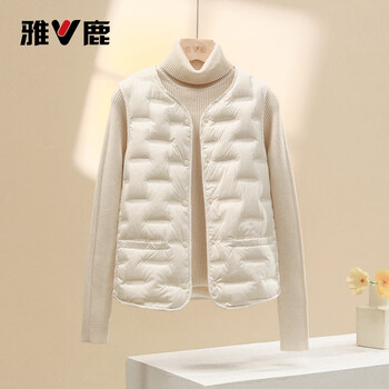 Yalu plush thin down jacket vest women's 2025 autumn and winter middle-aged and elderly warm casual versatile liner vest off-white xl 110-120 jin