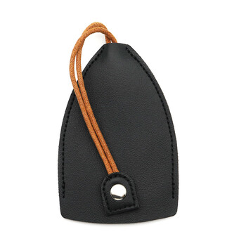 Cross-border pull-out key bag car key storage bag with picture embossed logo leather protective cover spring new product black + coffee string