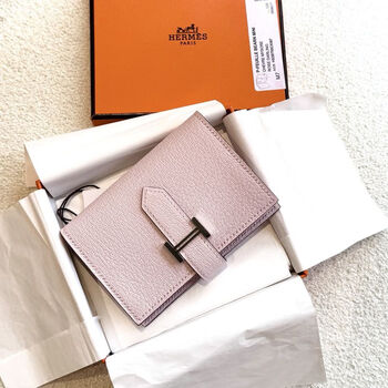 Hermes (hermes) second-hand 99 new unused hermes (hermes) love pink short bear buckle wallet accessory box