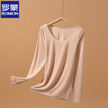 Romon warm base shirt for women, ultra-thin, traceless, flesh-colored, invisible inner wear, autumn clothing, anti-see-through lining, skin-colored top, skin color. sufficient in stock, one size fits all, 80-130 pounds
