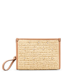 Anne klein women's crystal straw wristband natural/tanned natural/tanned anne klein natural/tanned