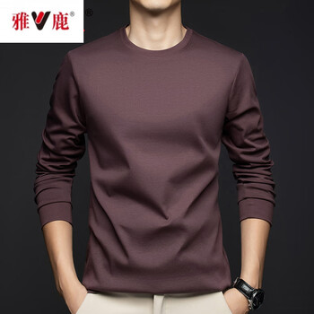 Yalu 2025 autumn thickened liquid nitrogen cotton men's long-sleeved t-shirt round neck bottoming shirt xinjiang long-staple cotton autumn coat purple m