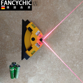 Fancychic laser right-angle flooring special level high-precision multi-functional horizontal right-angle ruler 90-degree angle ruler 01 red light bottom with suction cup + aa battery