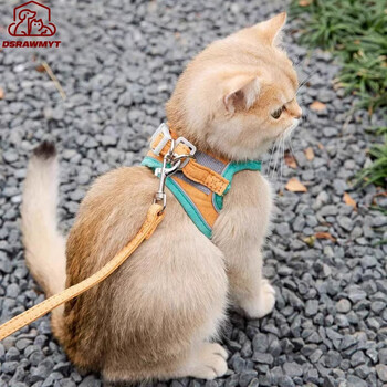 Dsrawmyt cat leash, vest-type anti-breakaway dog leash, outing artifact ragdoll cat chain, blue cat cat leash