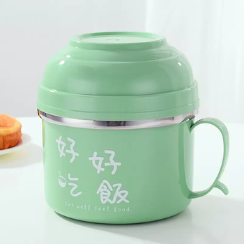 Yusenyi stainless steel fast food cup insulated double-layer lunch box lunch box instant noodle bowl lunch box for students and office workers free scouring pads for green meals free scouring pads for green meals