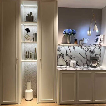 Hebejie skin-like paint french line wainscot grille tv cabinet wardrobe glass door arc whole house customization whole house customization expanded area 1 square meter