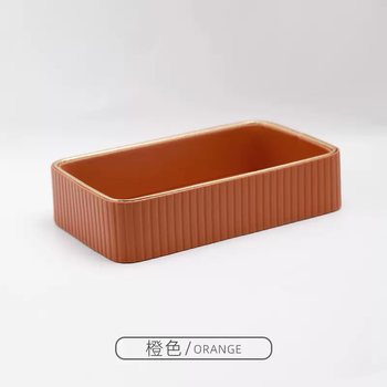 Yusenyire leather tray for keys, storage tray for desktop, perfume and aromatherapy rack, entrance ornaments, cosmetics storage box, orange orange