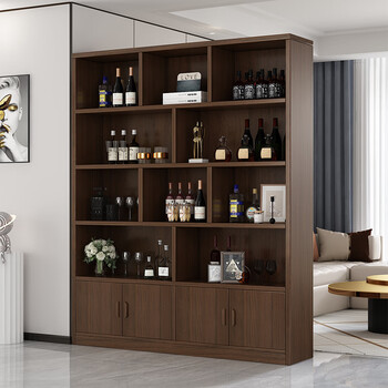 Enxiao solid wood wine cabinet living room wall cabinet storage cabinet 2026 new display cabinet home wine rack storage rack storage cabinet walnut color 120*30*180 door-to-door delivery
