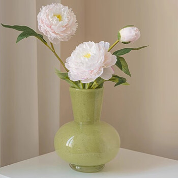 Muding quicksand glass vase dopamine texture green light luxury style high-end living room decoration birthday gift