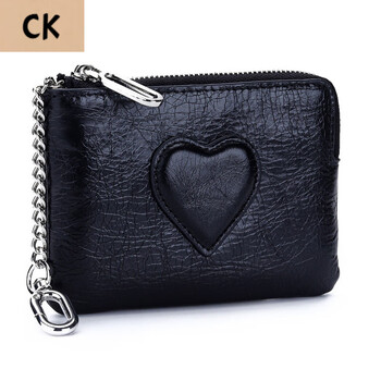 Chling kayan small ck women's bag with oil wax cowhide leather small ladies coin purse 2025 new ins card id bag hard black