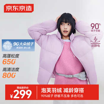 Jing tokyo made down jacket women's winter stand collar short bread jacket winter jacket women cloud purple s