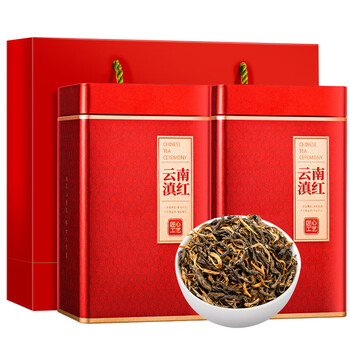 Mingjie tea black tea yunnan red yunnan fengqing ancient tree kung fu black tea canned for self-drinking 250g*2 cans new year gifts