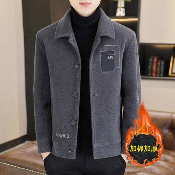 Lilang gold mink woolen jacket men's 2025 autumn and winter new woolen jacket short casual thickened top jacket dark gray cotton brand clearance m _ 85-105 pounds