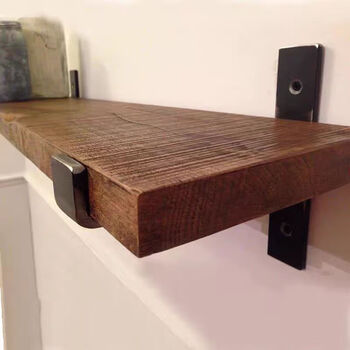 Wall storage rack solid wood partition perforated wall bookshelf one-word shelf living room kitchen wall hanging decorative wall 120 x 25 thick 3 with 2 brackets